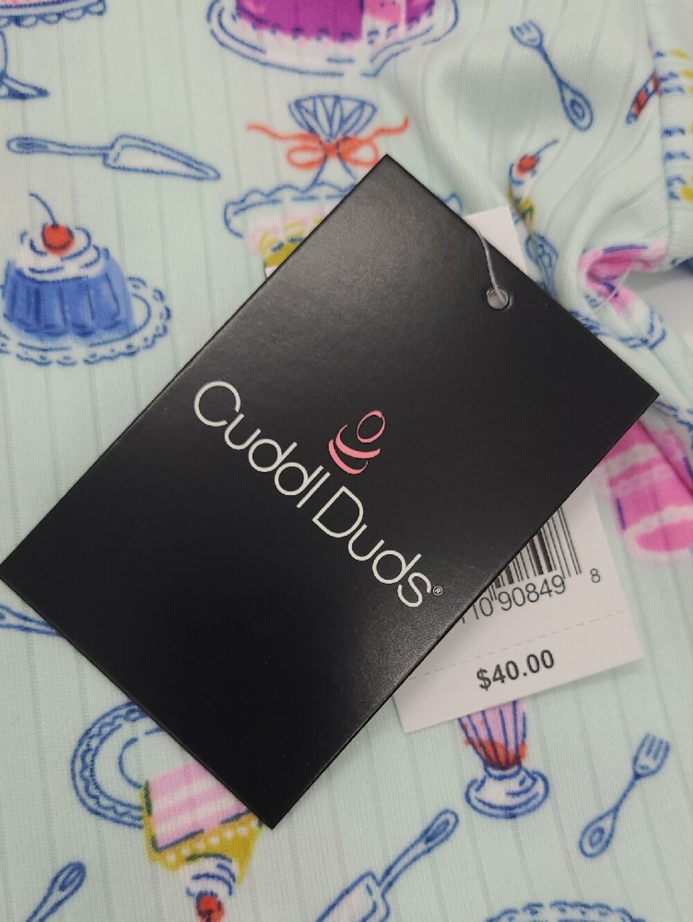 Cuddl Duds Pajama Set Capri Light Blue Cake Print Pockets Pink Yellow 2pc NEW - Picture 9 of 10